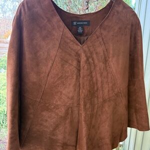 INC International Concepts brown suede  women’s poncho/ cape
